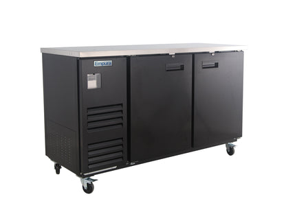 69" x 28" Swing Solid Door Powder Coated Black Stainless Steel Commercial Back Bar Refrigerator Back Bar Cabinet, Refrigerated Empura