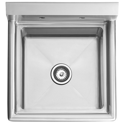 23" 16 Gauge Stainless Steel One Compartment Heavy Duty Sink with Stainless Steel Legs, without Drainboard - 18" x 18" x 14" Bowl, NSF Sink, (1) One Compartment Empura