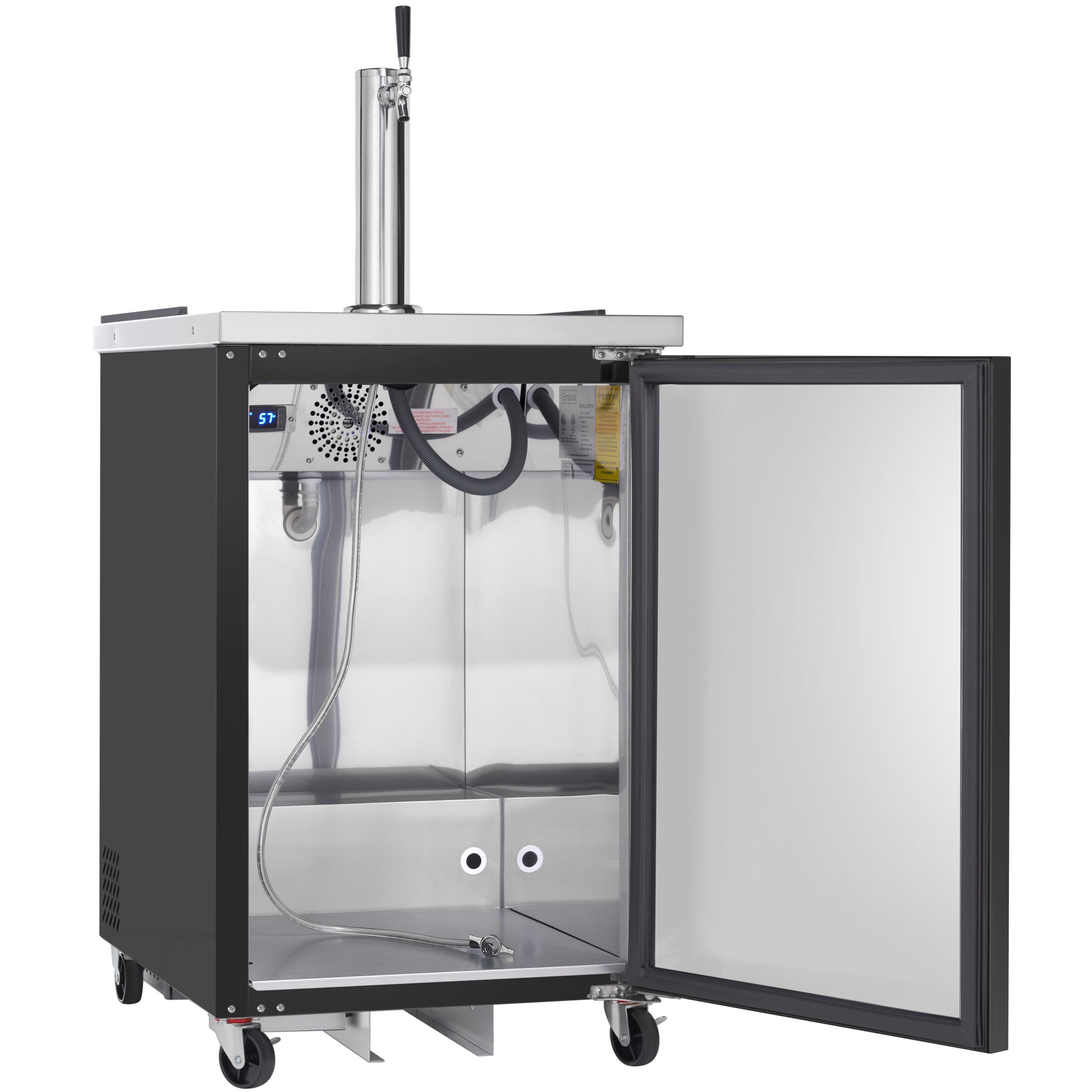 24" Single Tap Commercial Kegerator Beer Dispenser - Black Powder-Coated Steel, Holds (1) 1/2 Keg