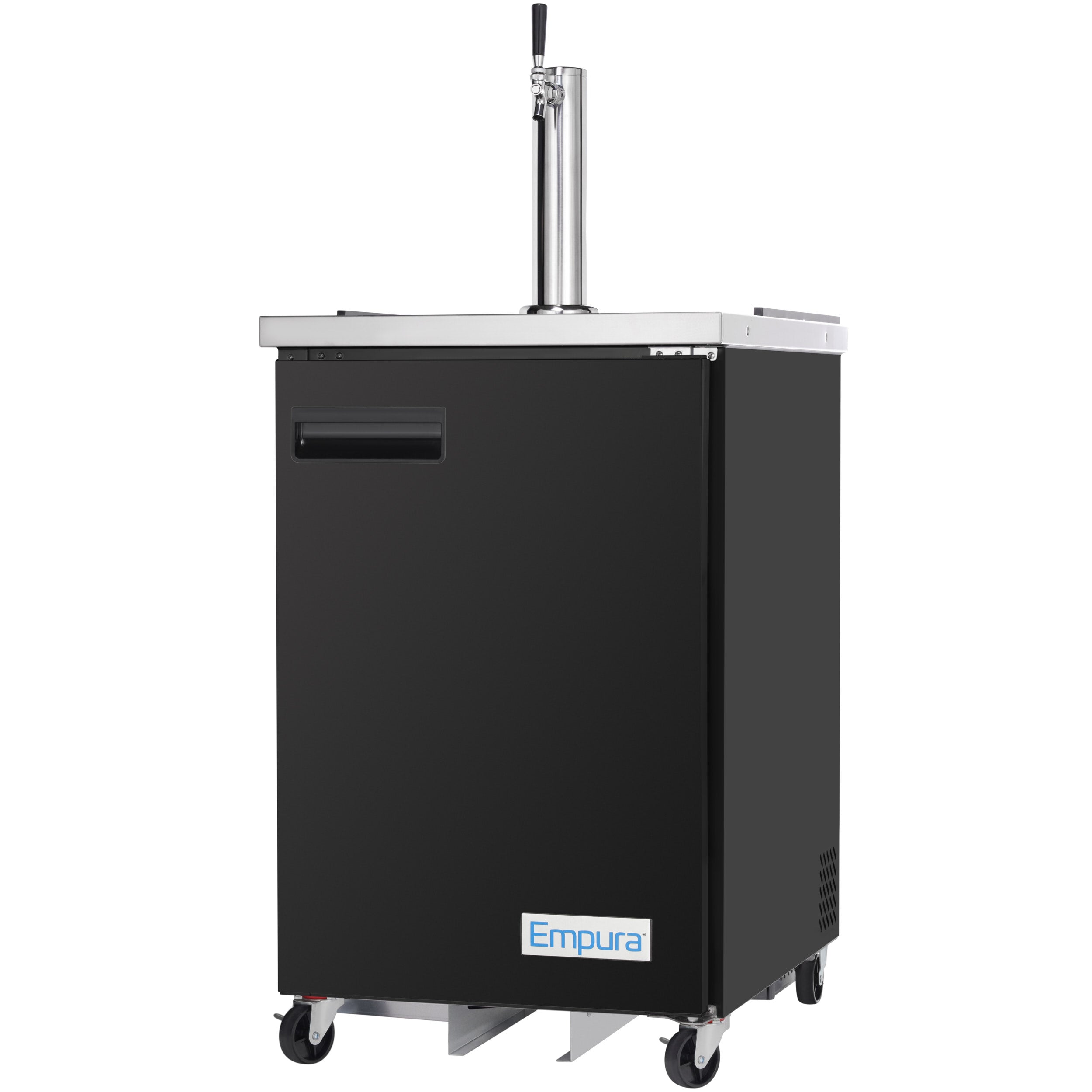 24" Single Tap Commercial Kegerator Beer Dispenser - Black Powder-Coated Steel, Holds (1) 1/2 Keg
