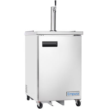 24" Single Tap Commercial Kegerator Beer Dispenser - Stainless Steel, Holds (1) 1/2 Keg