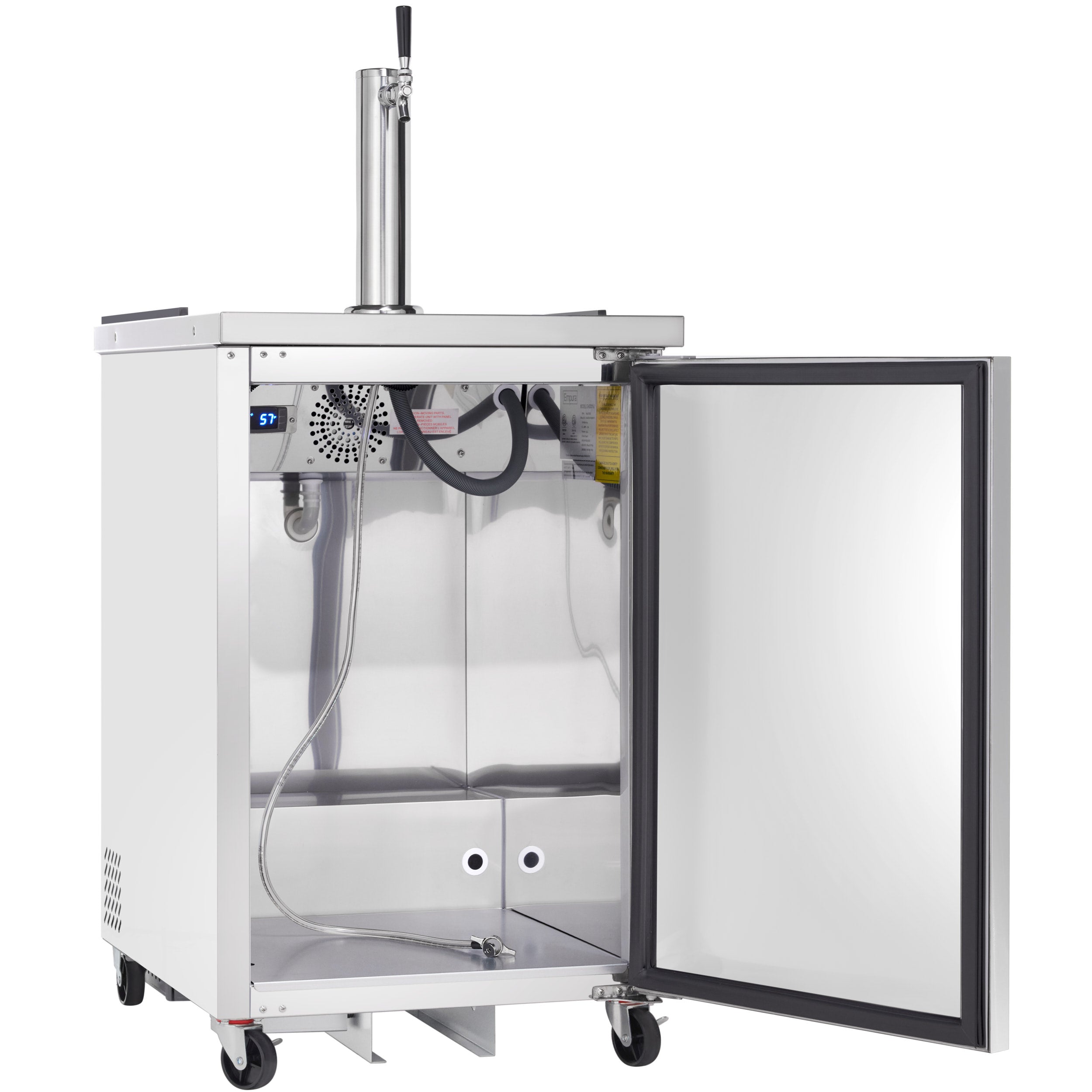 24" Single Tap Commercial Kegerator Beer Dispenser - Stainless Steel, Holds (1) 1/2 Keg