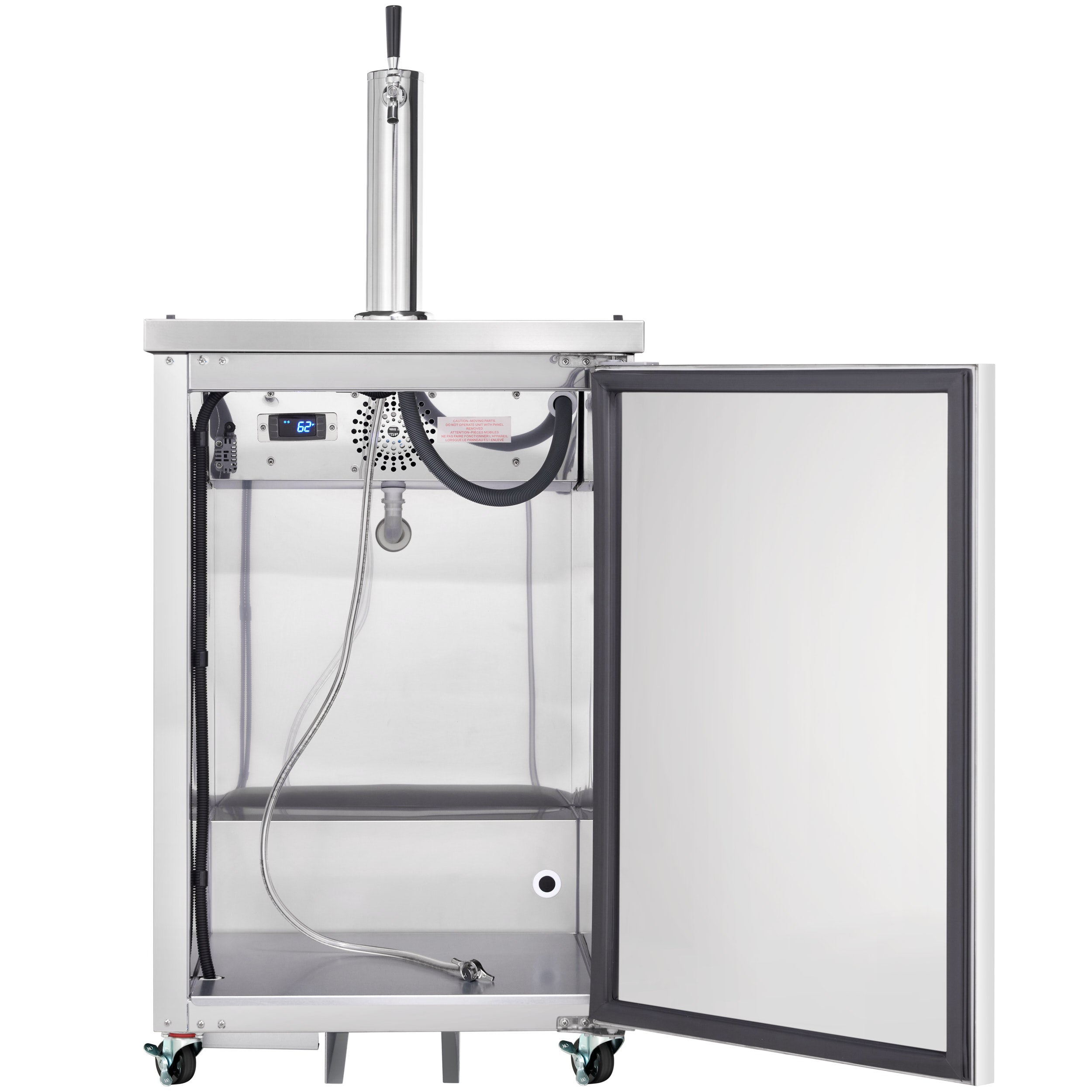 24" Single Tap Commercial Kegerator Beer Dispenser - Stainless Steel, Holds (1) 1/2 Keg