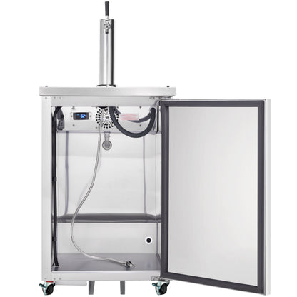 24" Single Tap Commercial Kegerator Beer Dispenser - Stainless Steel, Holds (1) 1/2 Keg