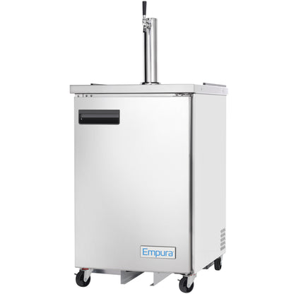 24" Single Tap Commercial Kegerator Beer Dispenser - Stainless Steel, Holds (1) 1/2 Keg