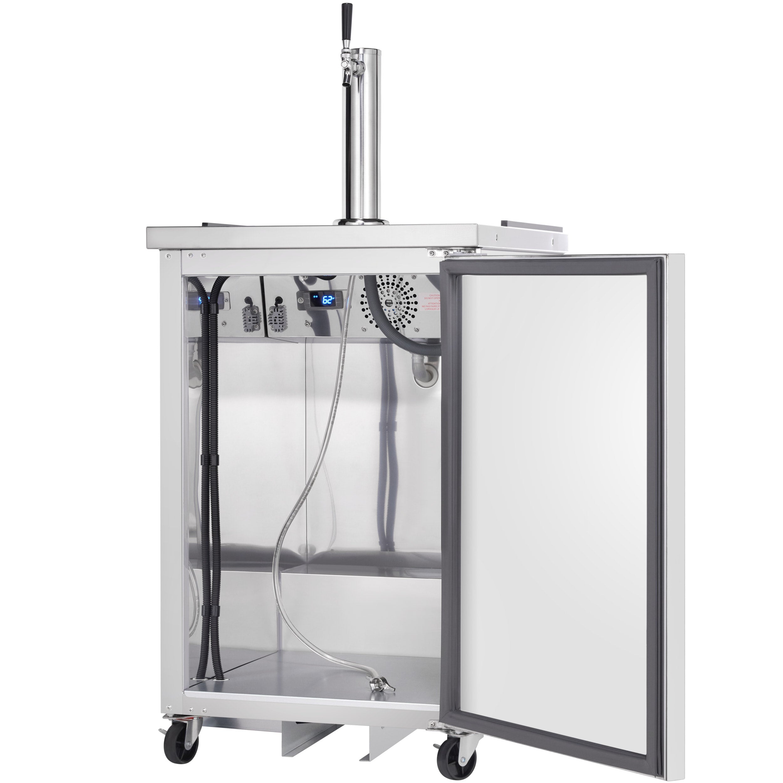 24" Single Tap Commercial Kegerator Beer Dispenser - Stainless Steel, Holds (1) 1/2 Keg
