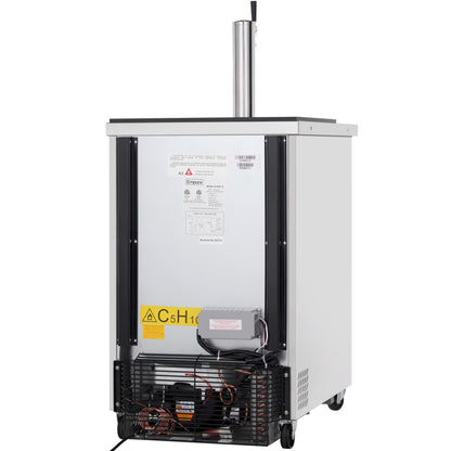 24" Single Tap Commercial Kegerator Beer Dispenser - Stainless Steel, Holds (1) 1/2 Keg