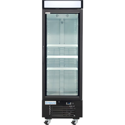 25" Black Swing Commercial Glass Door Merchandiser Freezer with ClearKeeper™ Glass