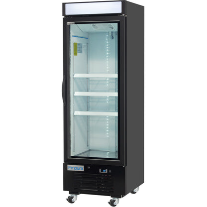 25" Black Swing Commercial Glass Door Merchandiser Freezer with ClearKeeper™ Glass