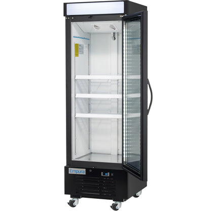 25" Black Swing Commercial Glass Door Merchandiser Freezer with ClearKeeper™ Glass