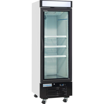 25" White Swing Commercial Glass Door Merchandiser Freezer with ClearKeeper™ Glass
