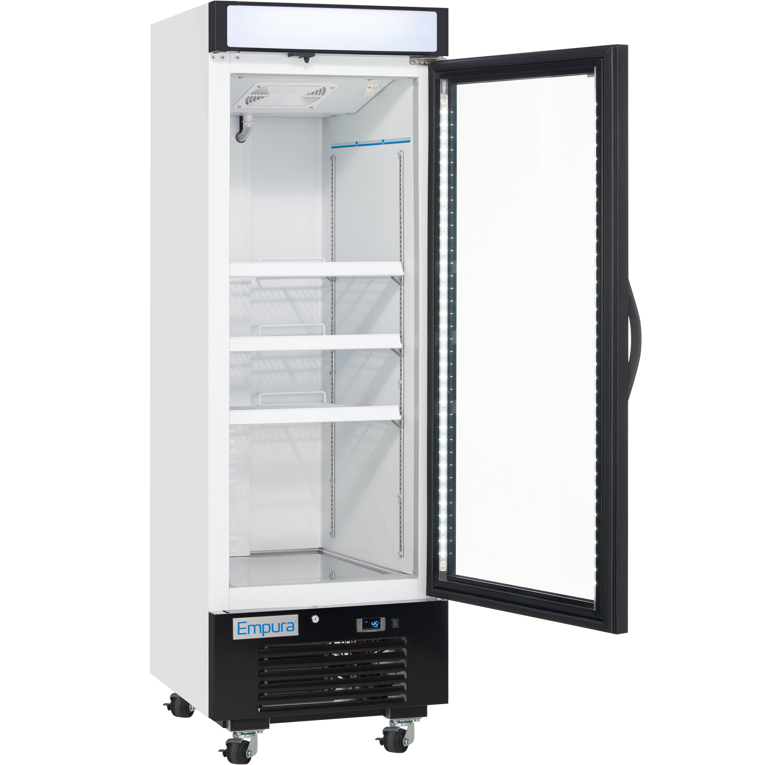 25" White Swing Commercial Glass Door Merchandiser Freezer with ClearKeeper™ Glass
