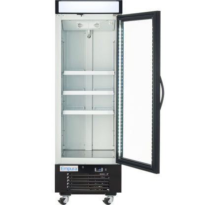 25" White Swing Commercial Glass Door Merchandiser Freezer with ClearKeeper™ Glass