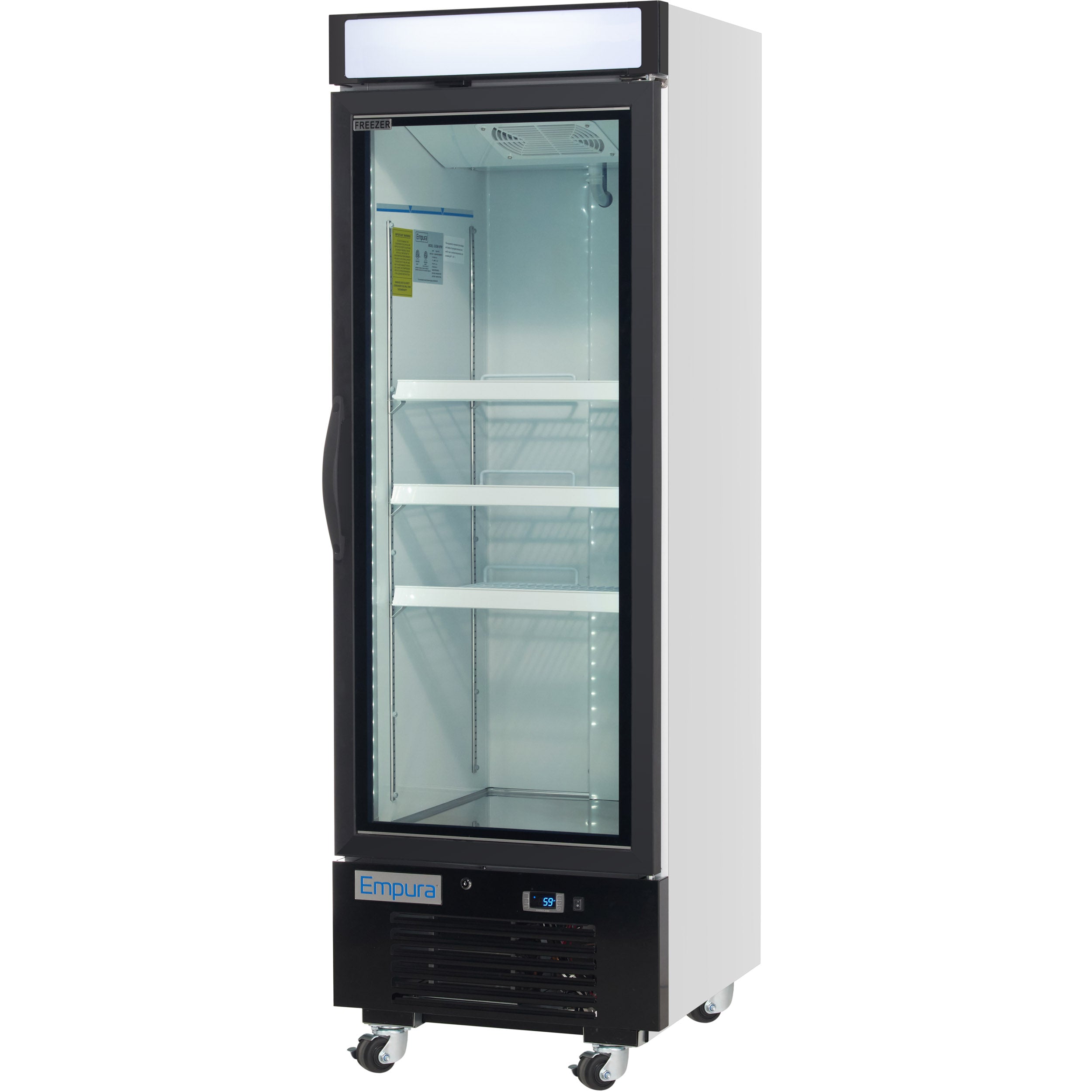 25" White Swing Commercial Glass Door Merchandiser Freezer with ClearKeeper™ Glass