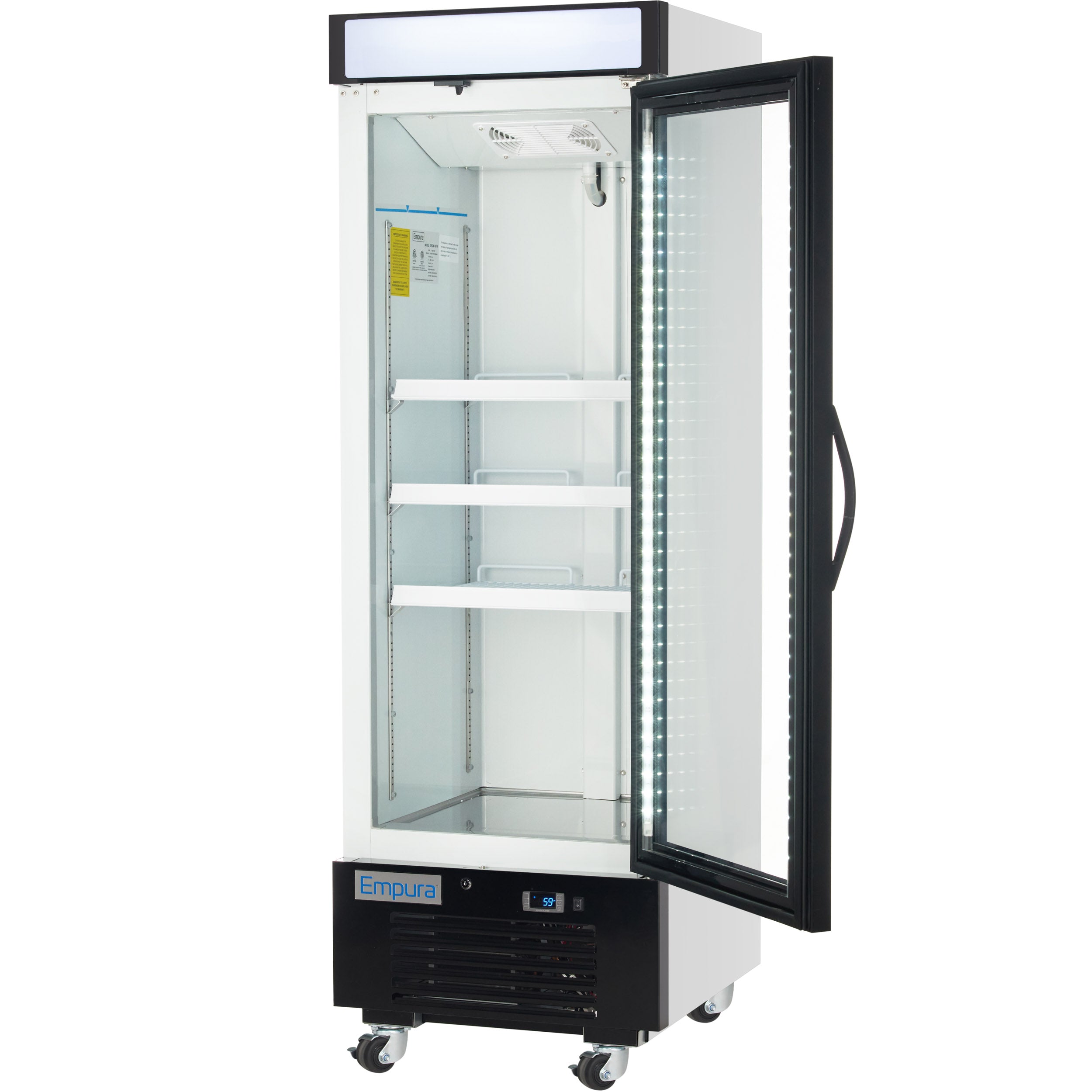 25" White Swing Commercial Glass Door Merchandiser Freezer with ClearKeeper™ Glass
