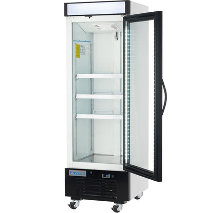 25" White Swing Commercial Glass Door Merchandiser Freezer with ClearKeeper™ Glass