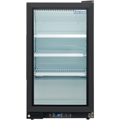 26" Countertop Black Swing Commercial Glass Door Merchandiser Refrigerator with ClearKeeper™ Glass - 7 cu ft