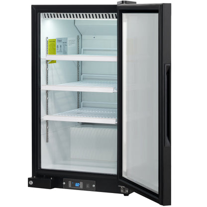 26" Countertop Black Swing Commercial Glass Door Merchandiser Refrigerator with ClearKeeper™ Glass - 7 cu ft