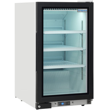 26" Countertop White Swing Commercial Glass Door Merchandiser Refrigerator with ClearKeeper™ Glass - 7 cu ft