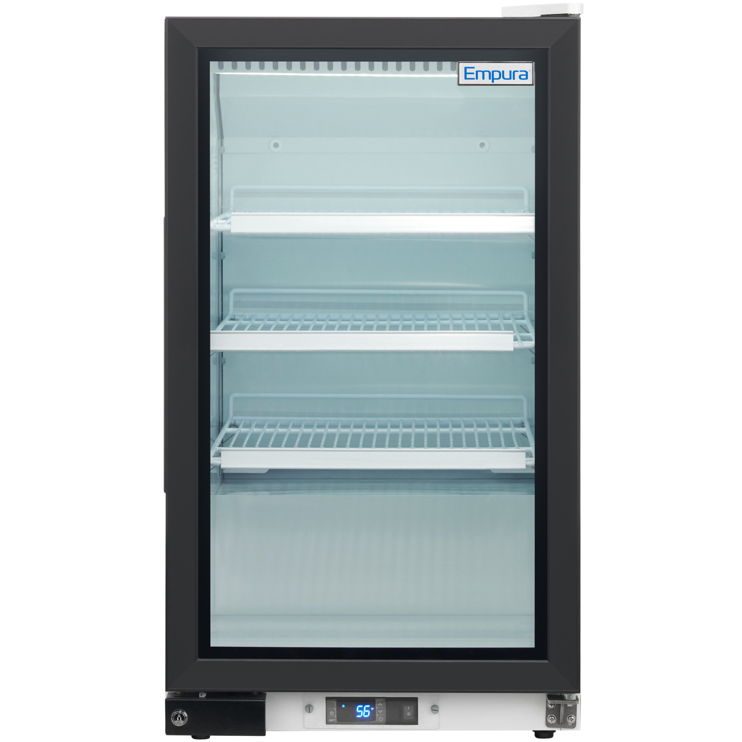 26" Countertop White Swing Commercial Glass Door Merchandiser Refrigerator with ClearKeeper™ Glass - 7 cu ft