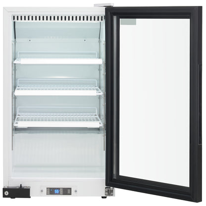 26" Countertop White Swing Commercial Glass Door Merchandiser Refrigerator with ClearKeeper™ Glass - 7 cu ft