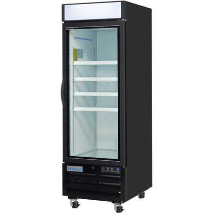 27" Black Swing Commercial Glass Door Merchandiser Freezer with ClearKeeper™ Glass