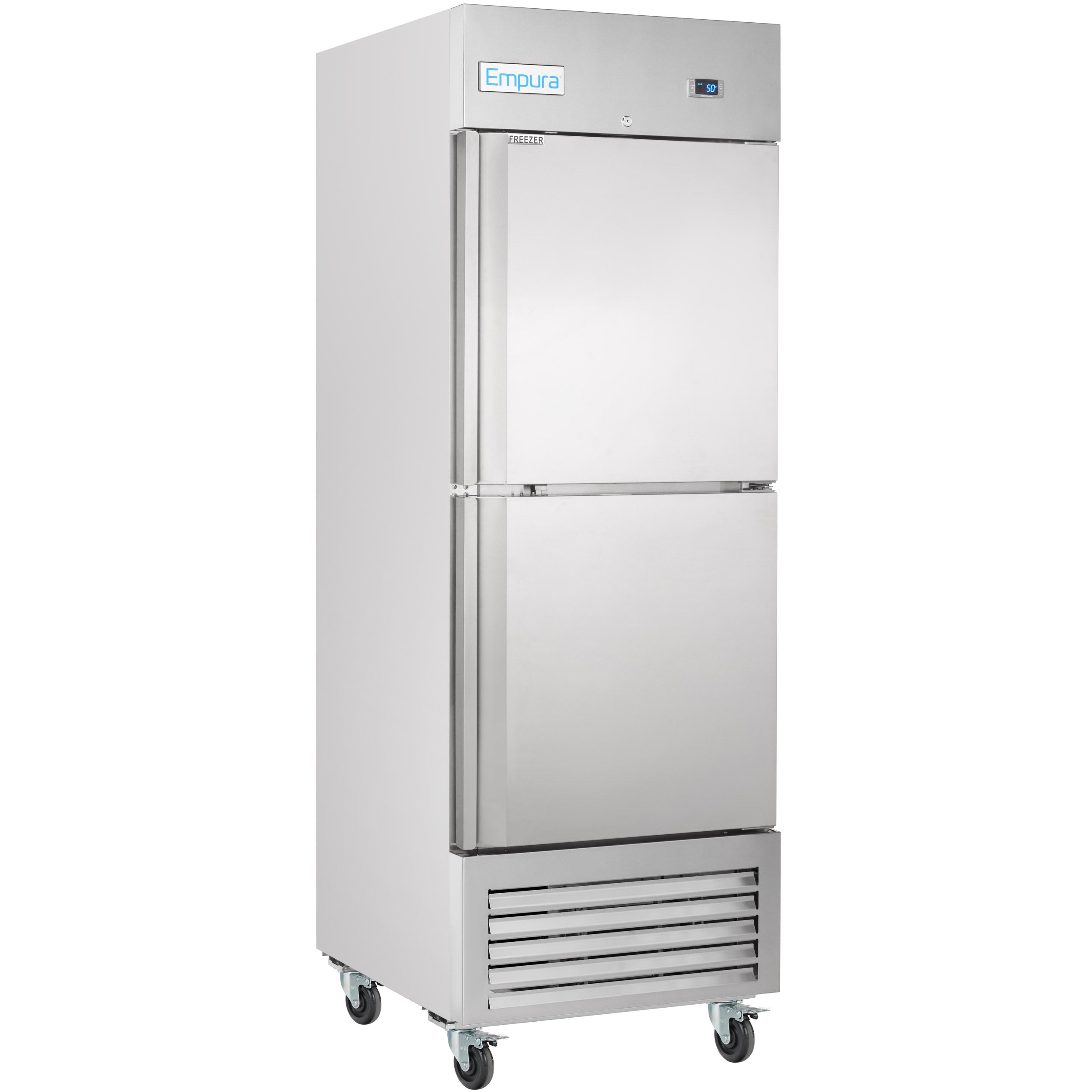 27" Commercial 1 Half Door Stainless Steel Reach-In Freezer
