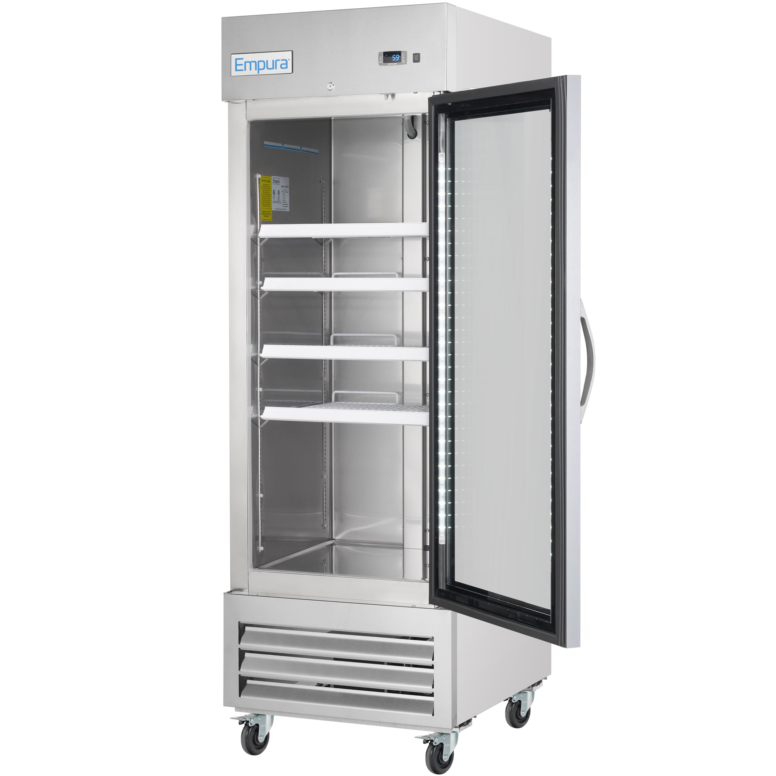 27" One Section Glass Door Reach-In Refrigerator