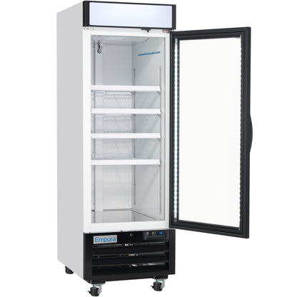 27" White Swing Commercial Glass Door Merchandiser Freezer with ClearKeeper™ Glass
