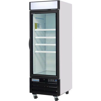 27" White Swing Commercial Glass Door Merchandiser Freezer with ClearKeeper™ Glass