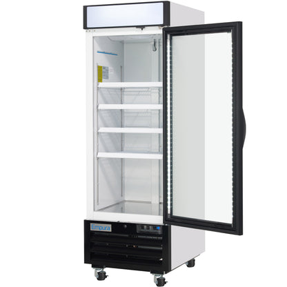27" White Swing Commercial Glass Door Merchandiser Freezer with ClearKeeper™ Glass