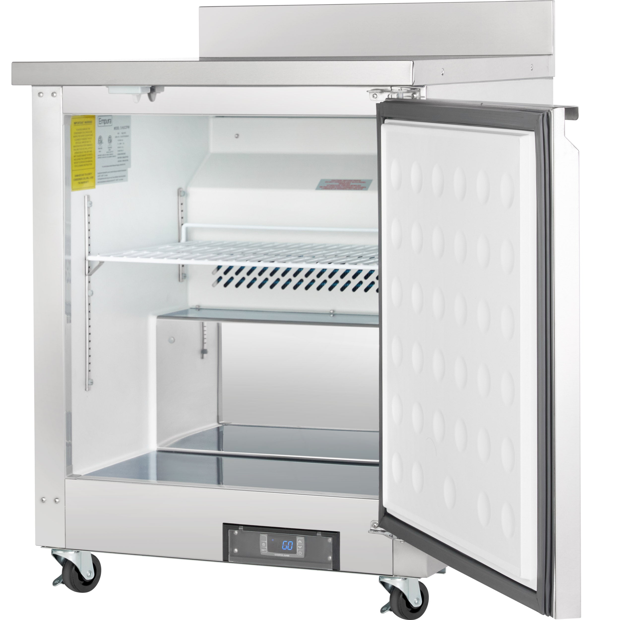 28" Single Door Commercial Undercounter Refrigerator with Backsplash