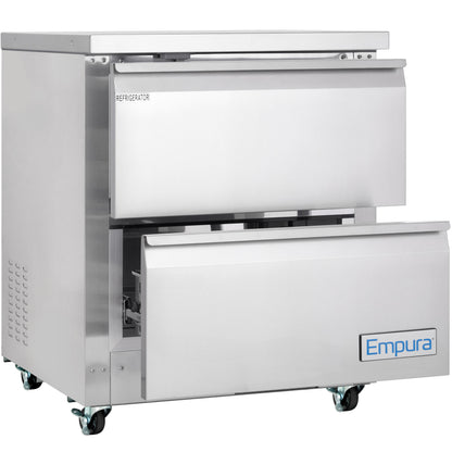 28" Two Drawer Commercial Undercounter Reach-In Refrigerator