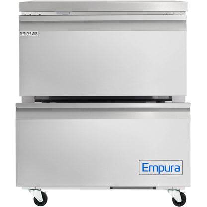 28" Two Drawer Commercial Undercounter Reach-In Refrigerator