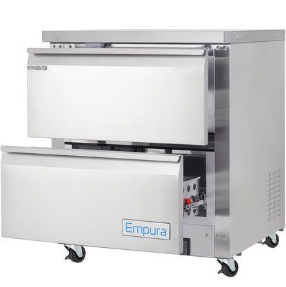 28" Two Drawer Commercial Undercounter Reach-In Refrigerator