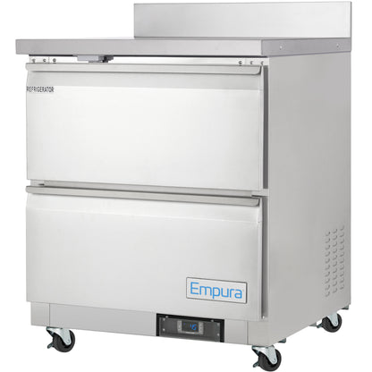 28" Two Drawer Commercial Work Top Undercounter Reach-In Refrigerator