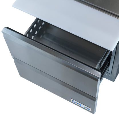 29" 2 Drawer Commercial Mega Top Refrigerated Sandwich and Salad Prep Table Refrigerated Counter, Mega Top Sandwich / Salad Unit Empura