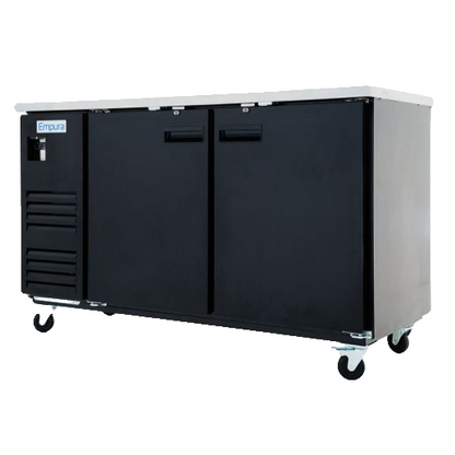 69" x 28" Swing Solid Door Powder Coated Black Stainless Steel Commercial Back Bar Refrigerator Back Bar Cabinet, Refrigerated Empura