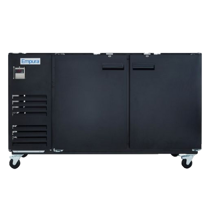 69" x 28" Swing Solid Door Powder Coated Black Stainless Steel Commercial Back Bar Refrigerator Back Bar Cabinet, Refrigerated Empura