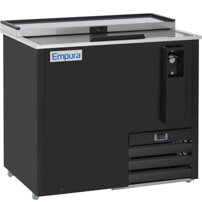 37" Powder Coated Black Stainless Steel Commercial Horizontal Bottle Cooler