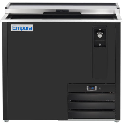 37" Powder Coated Black Stainless Steel Commercial Horizontal Bottle Cooler