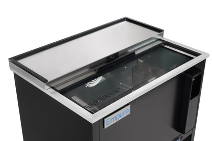37" Powder Coated Black Stainless Steel Commercial Horizontal Bottle Cooler