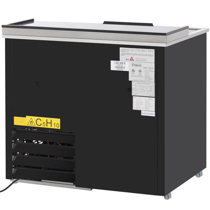 37" Powder Coated Black Stainless Steel Commercial Horizontal Bottle Cooler