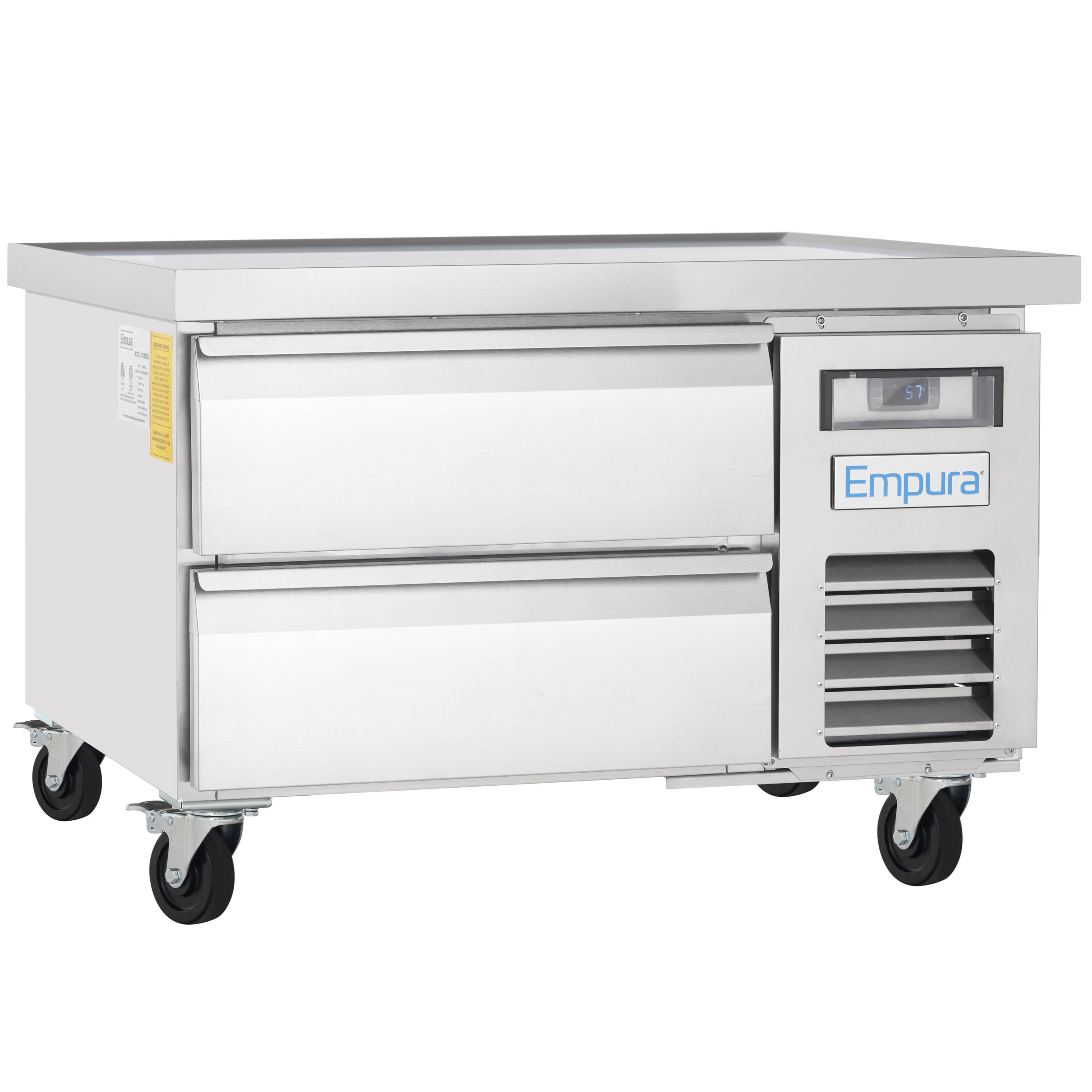 38" 2 Drawer Refrigerated Commercial Chef Base - 6" Depth Pan