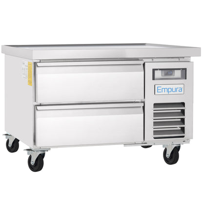 38" 2 Drawer Refrigerated Commercial Chef Base - 6" Depth Pan