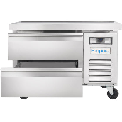 38" 2 Drawer Refrigerated Commercial Chef Base - 6" Depth Pan