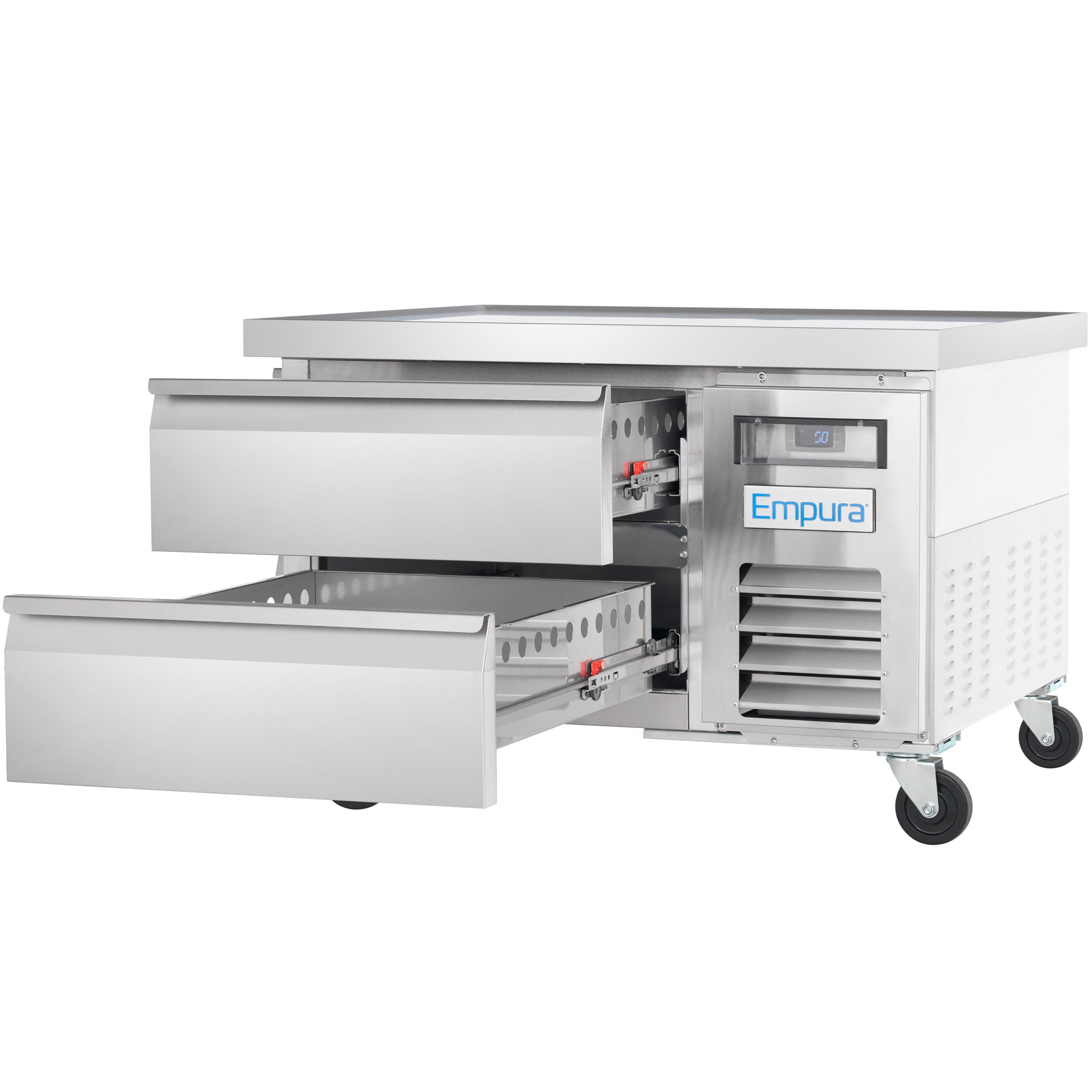 38" 2 Drawer Refrigerated Commercial Chef Base - 6" Depth Pan