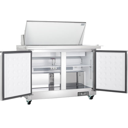 48" 2 Door Commercial Mega Top Refrigerated Sandwich and Salad Prep Table