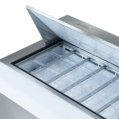 48" 2 Door Commercial Mega Top Refrigerated Sandwich and Salad Prep Table Refrigerated Counter, Mega Top Sandwich / Salad Unit Empura