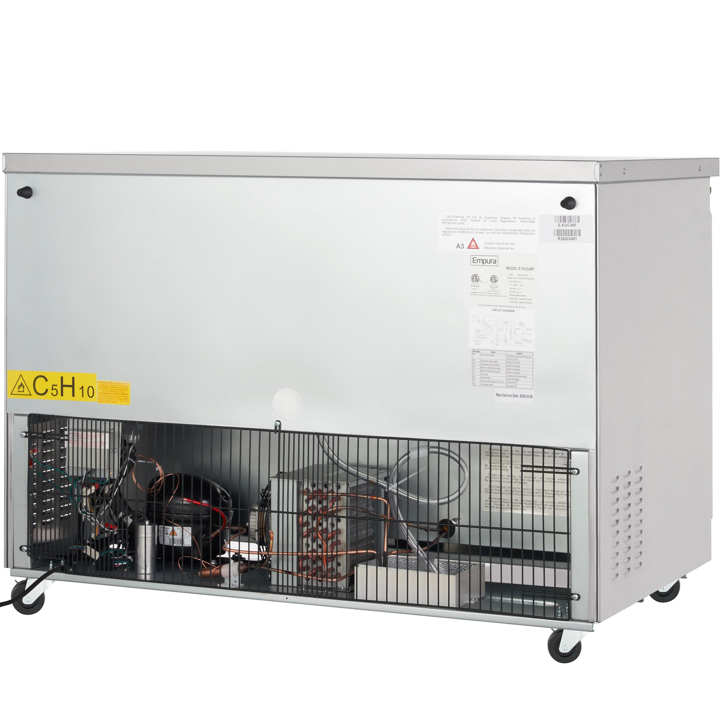 48" Two Door Commercial Undercounter Reach-In Freezer
